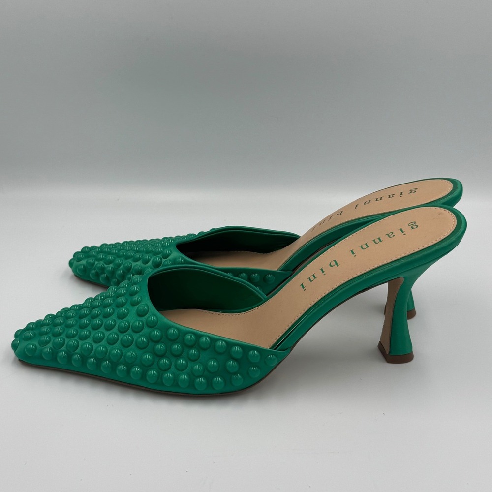 Gianni Bini Green Studded Pointed Toe Mule Heels 9.5M NO BOX - Picture 2 of 8